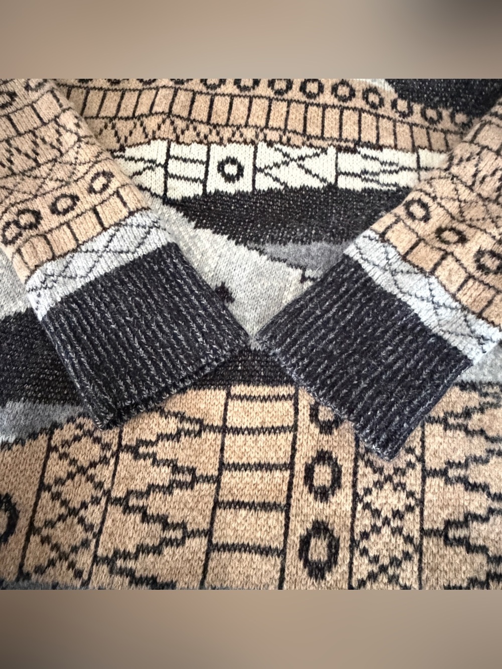 Woolrich Sweater Womens M Lambswool Blend Mountains Landscape Wrap Around Crew - Picture 5 of 9